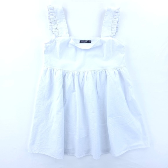 Nasty Gal Dresses & Skirts - Nasty Gal Women Mini Dress Babydoll Sz 8 White Ruffle Strap Square Neck Sundress